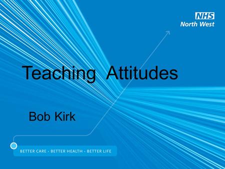 Teaching Attitudes Bob Kirk. Attitudes A framework of values and beliefs Components (can be positive or negative) Emotions Behaviours Thoughts Attitudes.