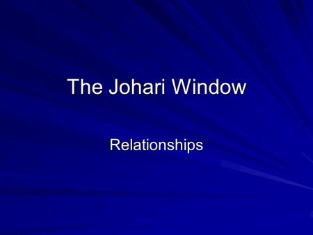 The Johari Window Relationships.
