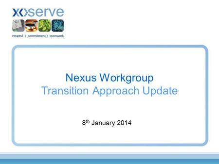 Nexus Workgroup Transition Approach Update 8 th January 2014.