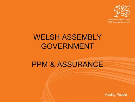Valuing People WELSH ASSEMBLY GOVERNMENT PPM & ASSURANCE.