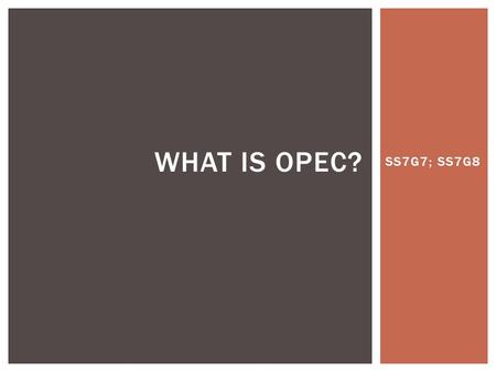 What is OPEC? SS7G7; SS7G8.