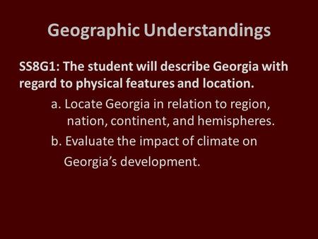 Geographic Understandings
