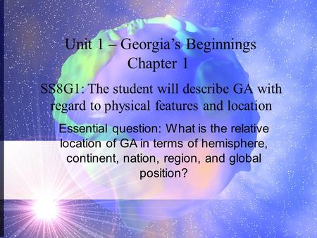 Unit 1 – Georgia’s Beginnings