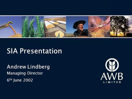 SIA Presentation Andrew Lindberg Managing Director 6 th June 2002.