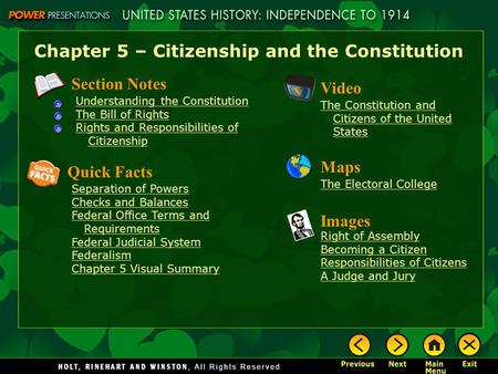 Chapter 5 – Citizenship and the Constitution