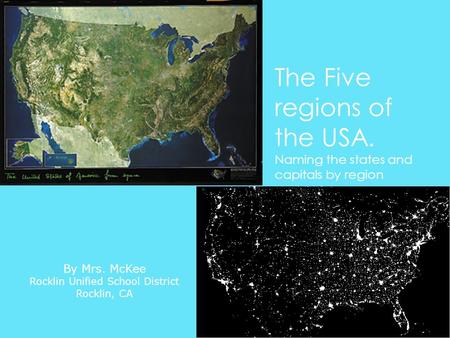 The Five regions of the USA. Naming the states and capitals by region