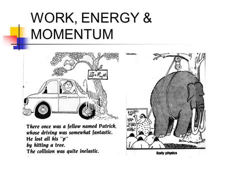 WORK, ENERGY & MOMENTUM.