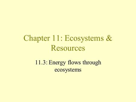Chapter 11: Ecosystems & Resources