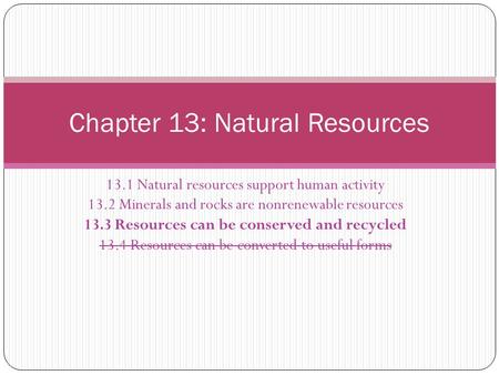 Chapter 13: Natural Resources