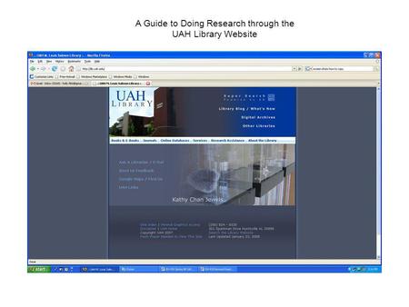 A Guide to Doing Research through the UAH Library Website.