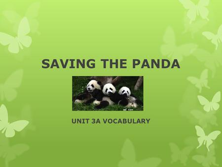 SAVING THE PANDA UNIT 3A VOCABULARY. VOCABULARY PRECIOUS — Adjective valuable, costly adorable, darling Antonyms common worthless.