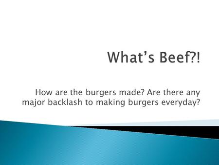 How are the burgers made? Are there any major backlash to making burgers everyday?