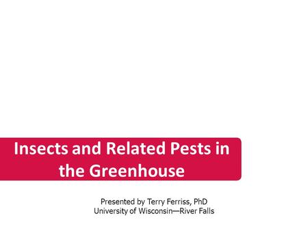 Insects and Related Pests in the Greenhouse Presented by Terry Ferriss, PhD University of Wisconsin—River Falls.