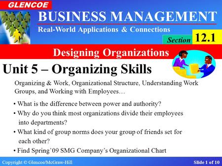 Unit 5 – Organizing Skills