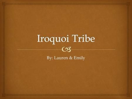 Iroquoi Tribe By: Lauren & Emily.