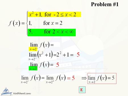 Problem #1 E Mathboat.com.