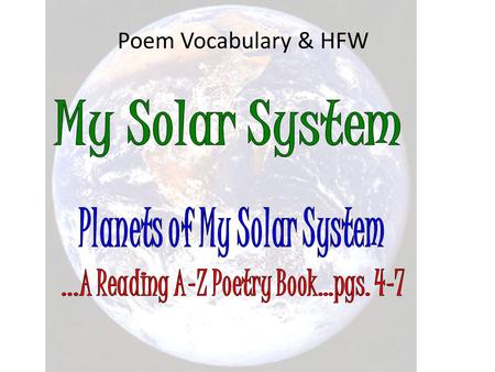Poem Vocabulary & HFW. about agree all alone also.