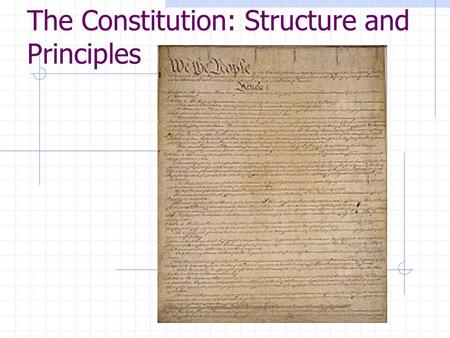 The Constitution: Structure and Principles