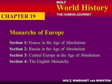 Monarchs of Europe CHAPTER 19
