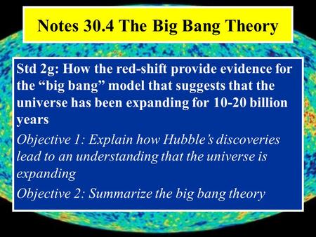 Notes 30.4 The Big Bang Theory