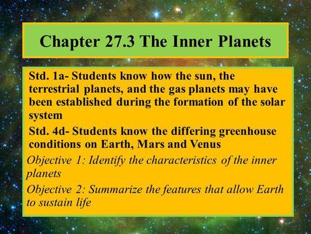 Chapter 27.3 The Inner Planets