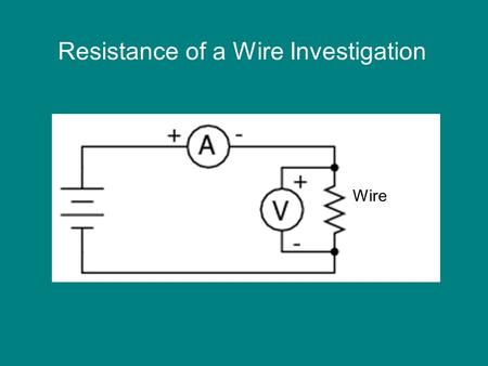 Resistance of a Wire Investigation