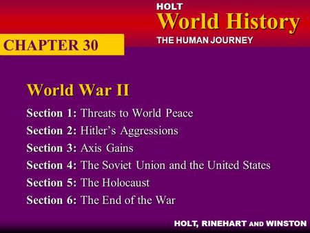 World War II CHAPTER 30 Section 1: Threats to World Peace