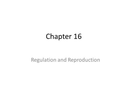 Regulation and Reproduction