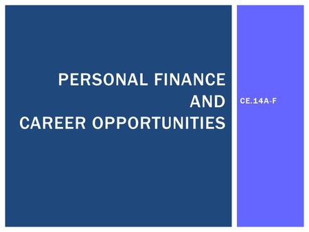 Personal Finance and Career Opportunities