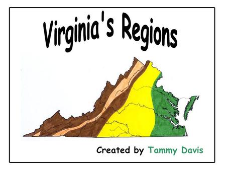 Created by Tammy Davis Tidewater Region Piedmont Region Ridge & Valley Region Allegheny Plateau.