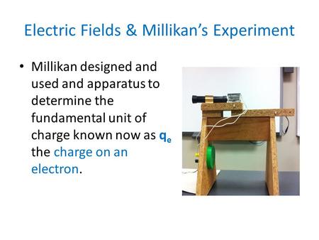 Electric Fields & Millikan’s Experiment