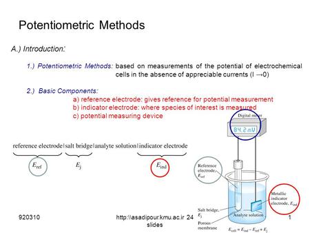 Potentiometric Methods A.) Introduction: