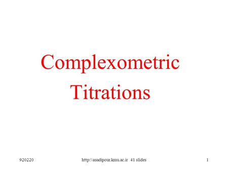 Complexometric Titrations