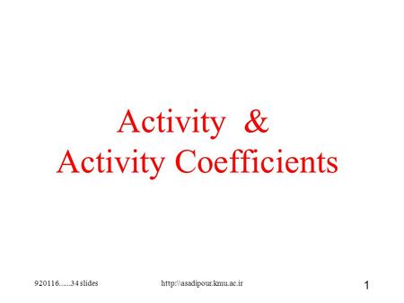 Activity Coefficients