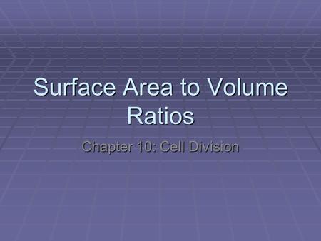 Surface Area to Volume Ratios