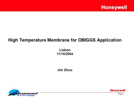 High Temperature Membrane for OBIGGS Application