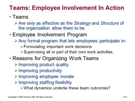 Teams: Employee Involvement In Action