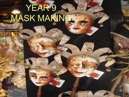 Year 9 mask making YEAR 9 MASK MAKING. Design work to include: Brief and spec. Analysis Evaluation of existing products Research board/Mood board Design.