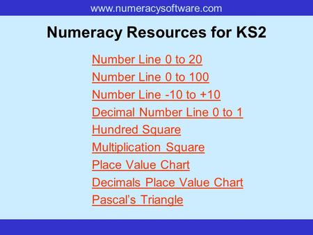 Numeracy Resources for KS2