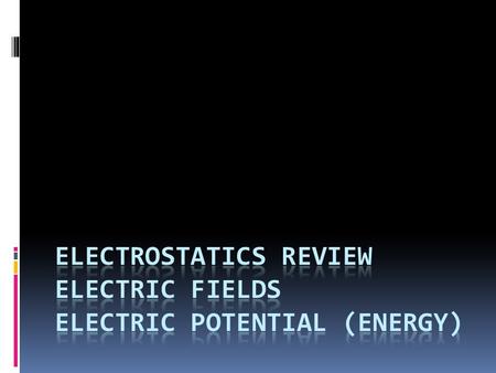 Electrostatics Review Electric Fields Electric Potential (Energy)