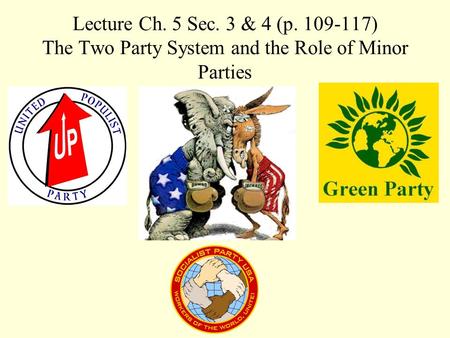 Lecture Ch. 5 Sec. 3 & 4 (p. 109-117) The Two Party System and the Role of Minor Parties.