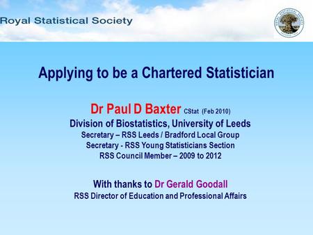 Applying to be a Chartered Statistician