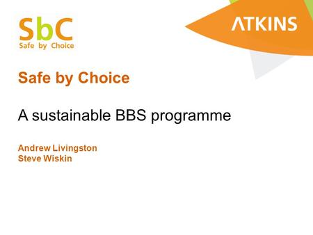 Safe by Choice A sustainable BBS programme Andrew Livingston Steve Wiskin.