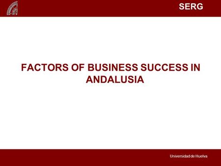 SERG Universidad de Huelva FACTORS OF BUSINESS SUCCESS IN ANDALUSIA.