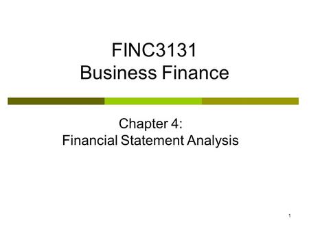 Chapter 4: Financial Statement Analysis
