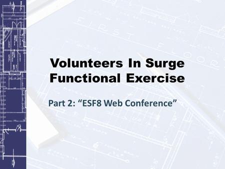 Volunteers In Surge Functional Exercise Part 2: “ESF8 Web Conference”