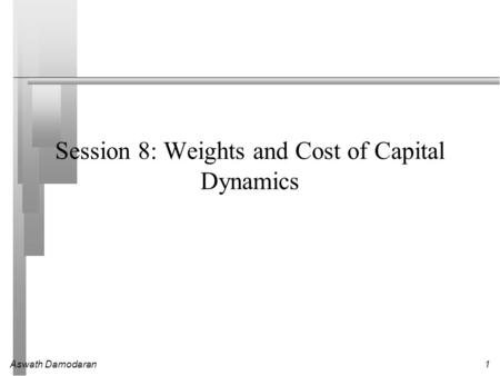 Aswath Damodaran1 Session 8: Weights and Cost of Capital Dynamics.