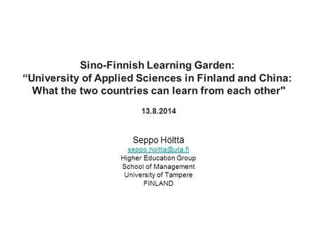 Sino-Finnish Learning Garden: