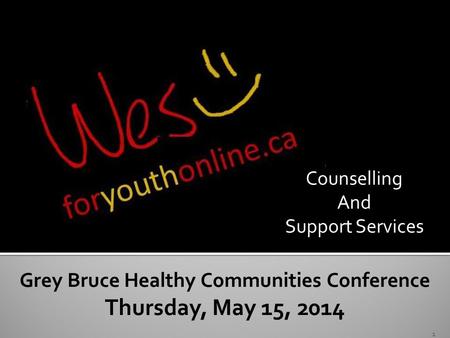 Crisis and Counselling Grey Bruce Healthy Communities Conference Thursday, May 15, 2014 1 Counselling And Support Services.
