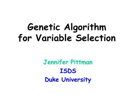 Genetic Algorithm for Variable Selection
